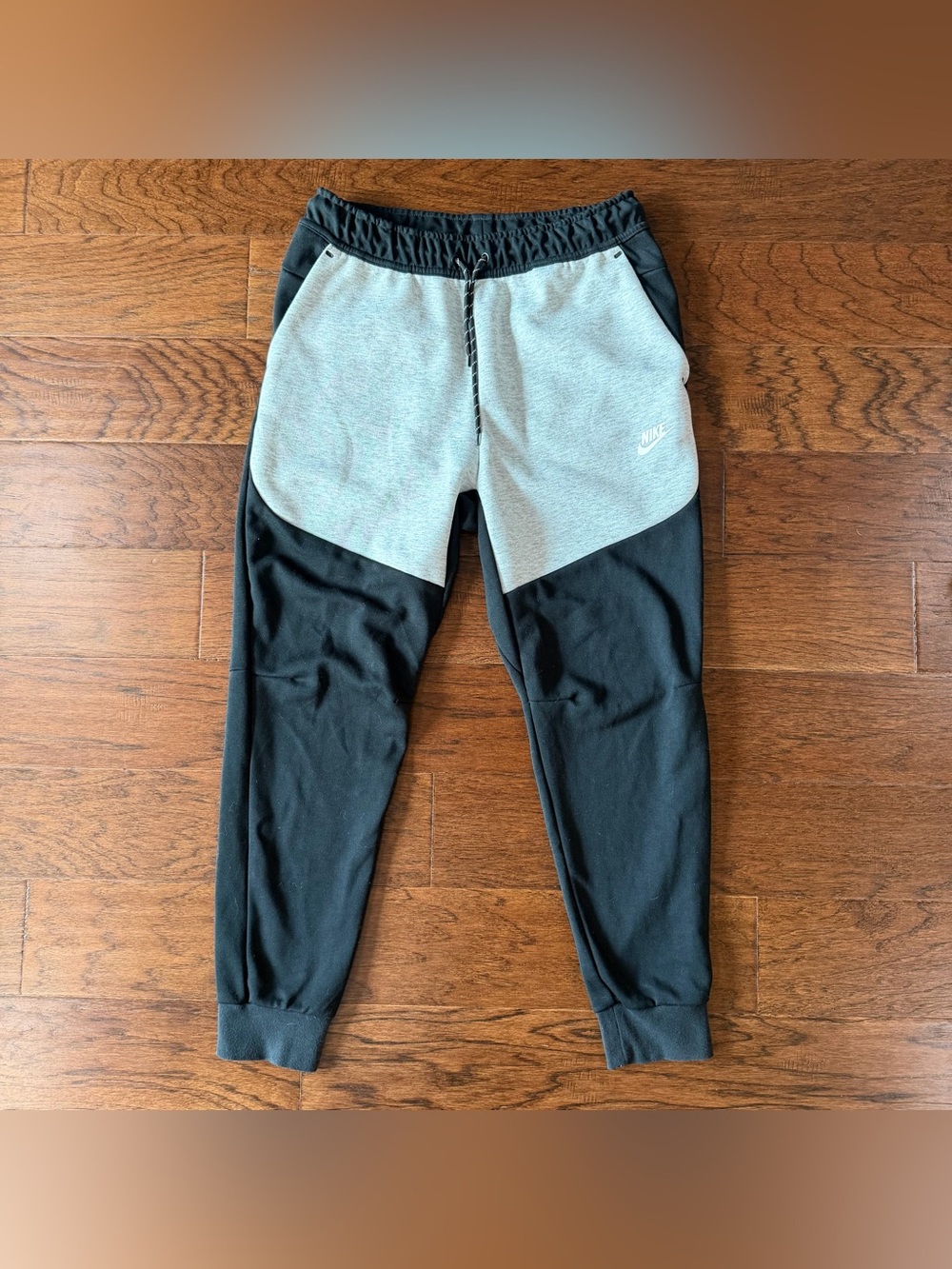 Nike Mens Tech Fleece Joggers Sweatpants Taper Black/Heather Gray Color Block XL